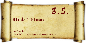 Biró Simon névjegykártya
